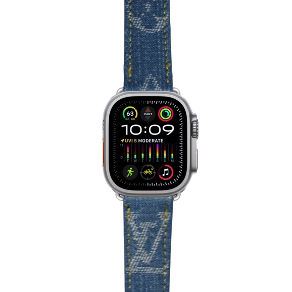 DESIGNER APPLE WATCH 38MM 40MM 41MM 42MM 44MM 45MM 46MM 49MM L V DENIM - Picture 1 of 7